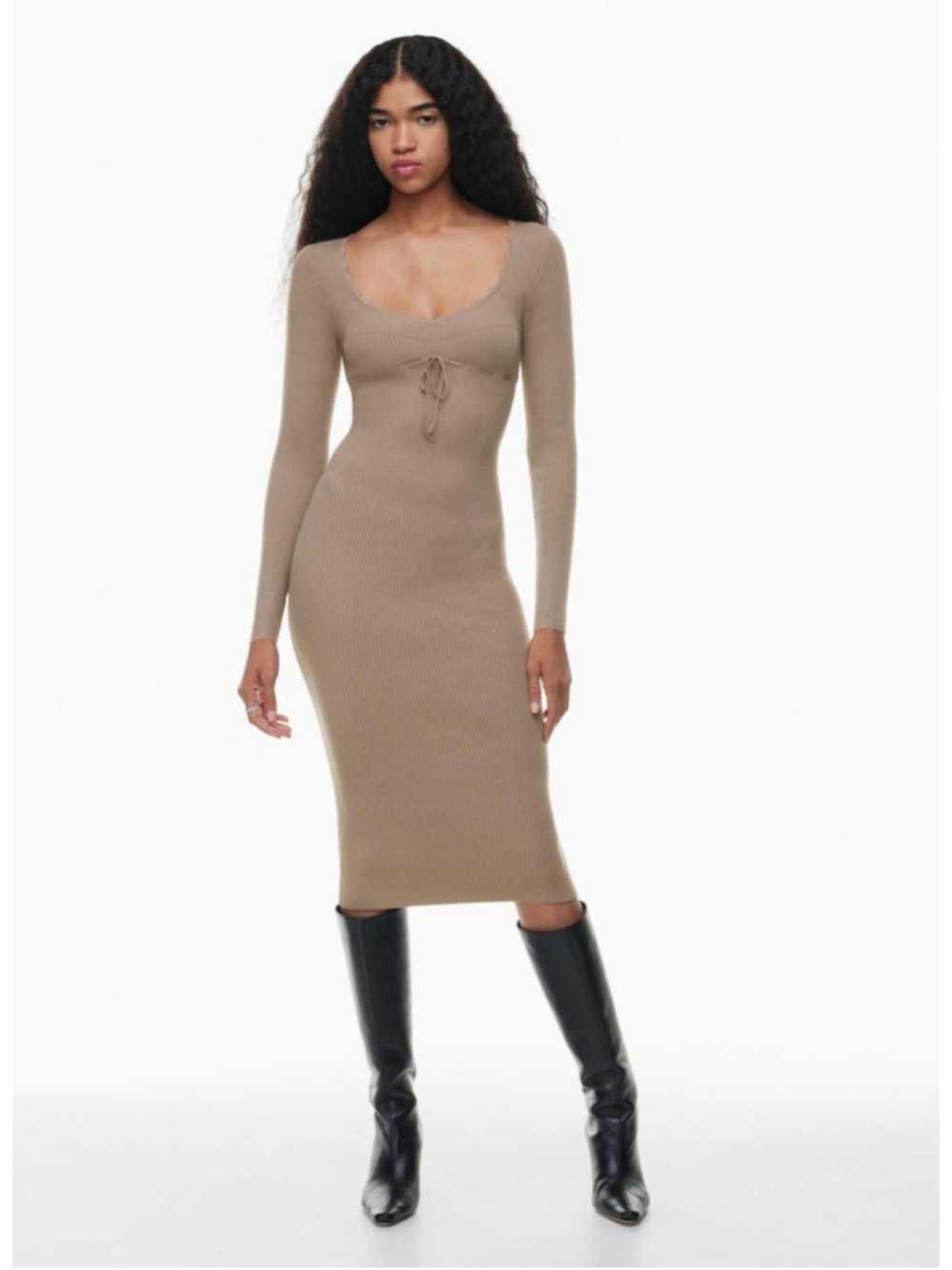 Wilfred Soloist Dress Beige Ribbed Knit